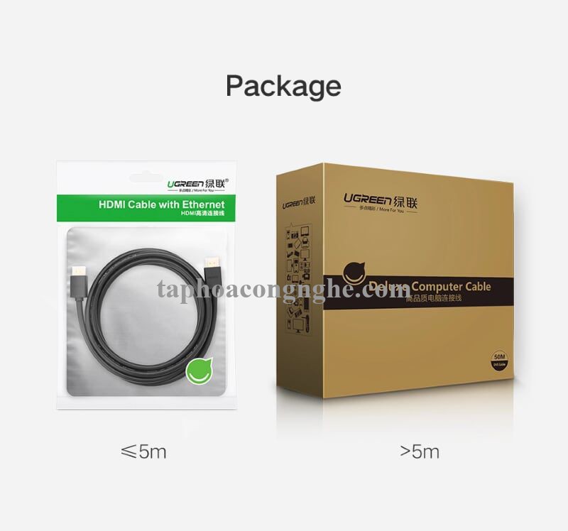 Ugreen 10109 5M màu Đen Cáp tín hiệu HDMI chuẩn 1.4 hỗ trợ phân giải 4K * 2K HD104 30010109